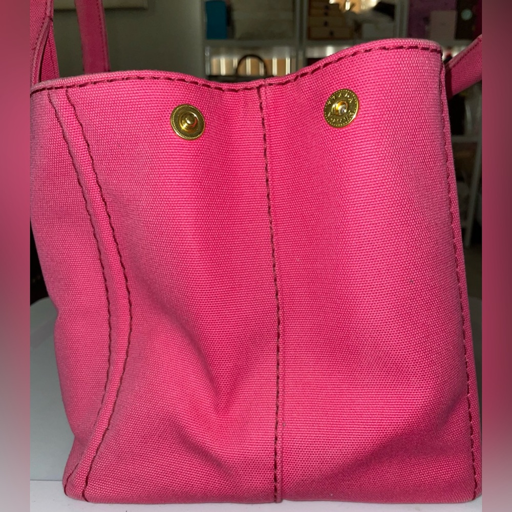 Prada Canapa classic pink denim tote bag No Detachable strap & Dustbag EUC - Picture 6 of 17